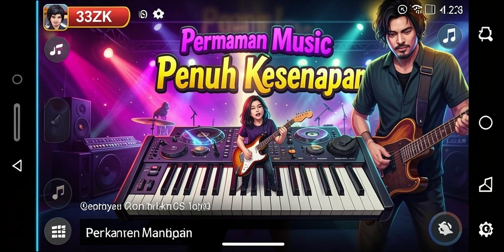 Screenshot gameplay 33ZK menampilkan interaksi seru dengan musik.