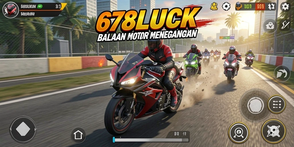 Gameplay seru 678LUCK dengan balapan motor yang mendebarkan.