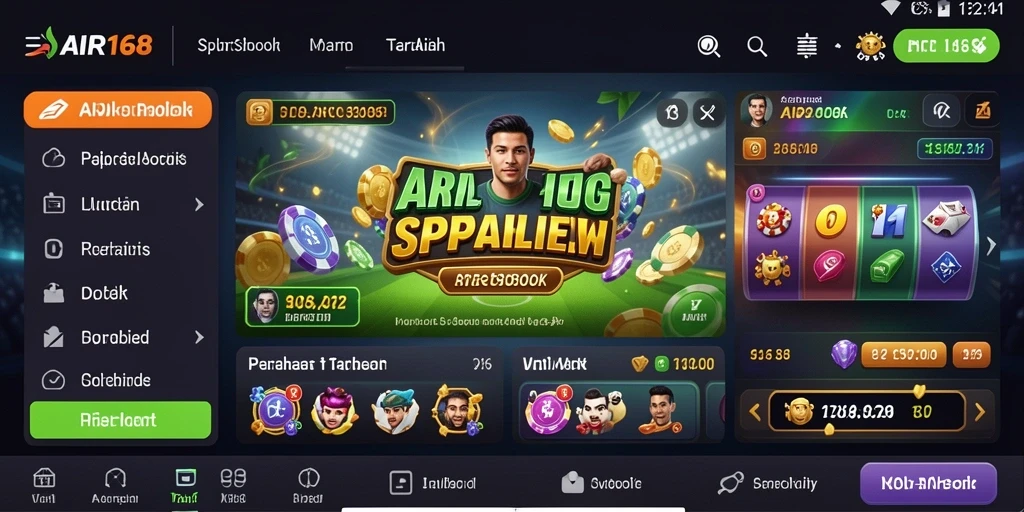Tampilan utama AIR168 menampilkan berbagai opsi taruhan olahraga.