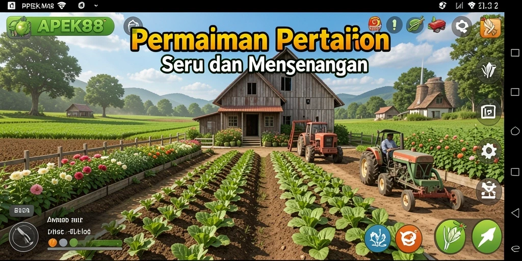 Tampilan menarik dari gameplay APEK88 menampilkan aktivitas bertani yang seru.
