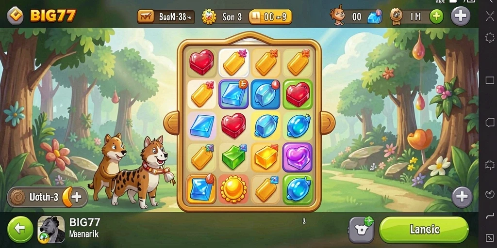 Tampilan gameplay BIG77 dengan grafis cerah dan efek menarik.