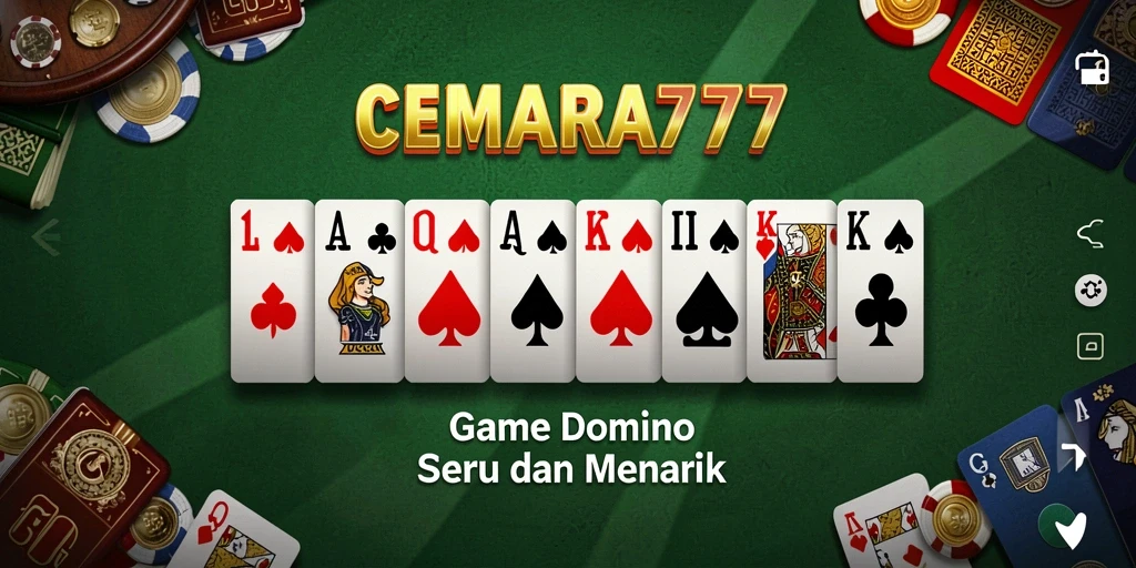 Screenshot gameplay CEMARA777 menampilkan suasana permainan domino yang seru.