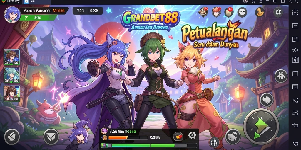 Tampilan menarik dari gameplay <strong>GRANDBET88</strong> yang memenuhi elemen anime.
