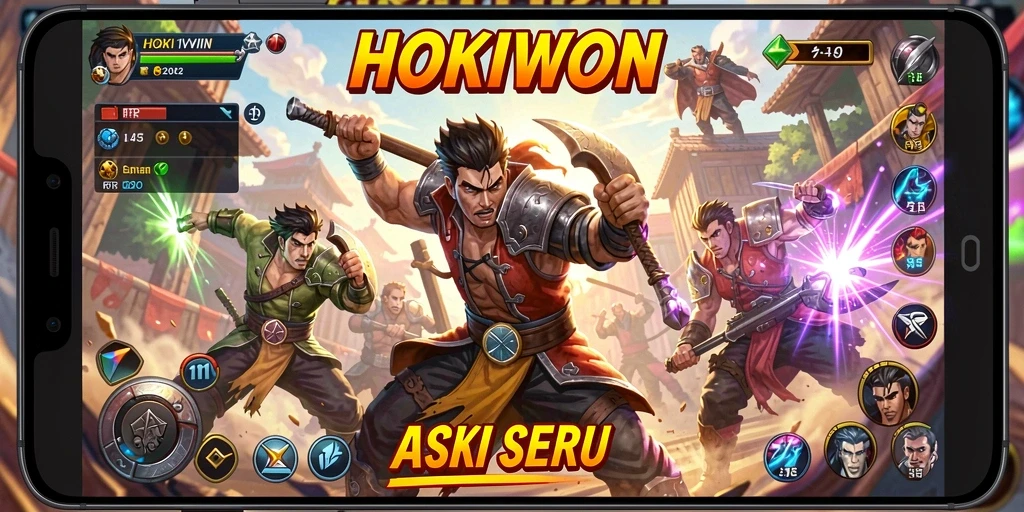 Tampilan seru pertarungan di HOKIWON dengan grafis luar biasa.