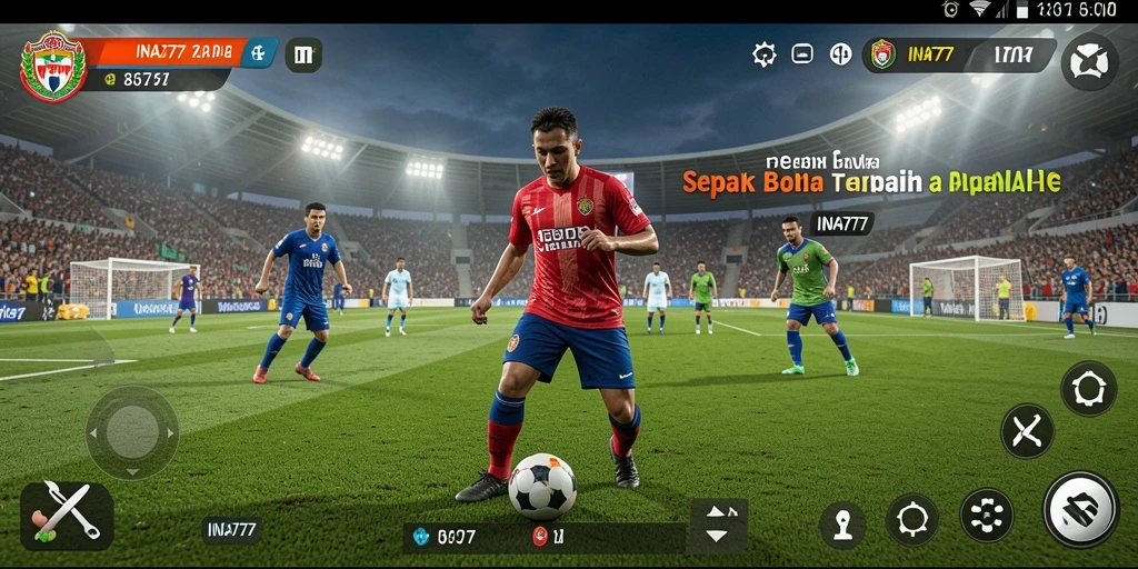 Gameplay mendebarkan di lapangan sepak bola dengan tim favorit.