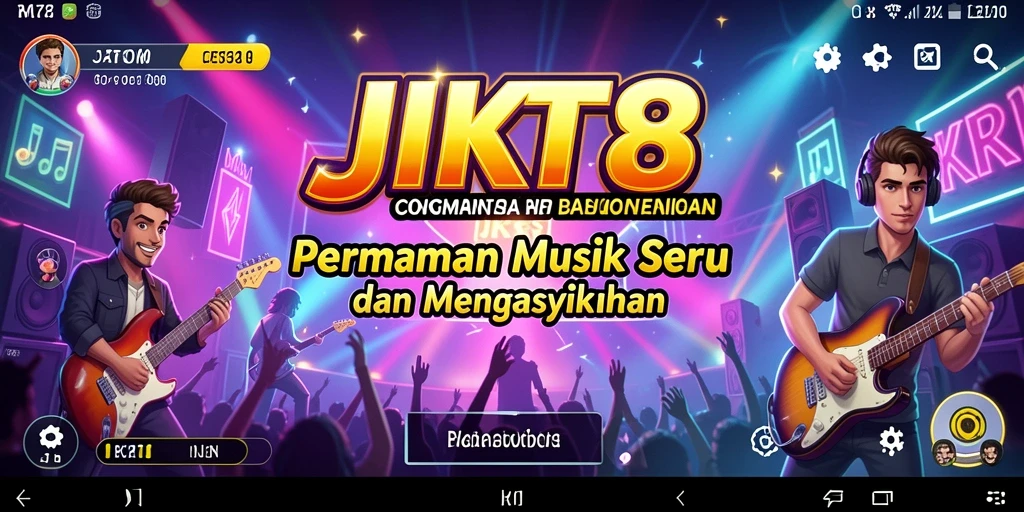Tampilan gameplay JKT8 yang menampilkan petunjuk permainan musik.