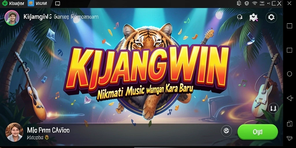 Tampilan gameplay KIJANGWIN yang penuh energi dengan berbagai fitur musik.
