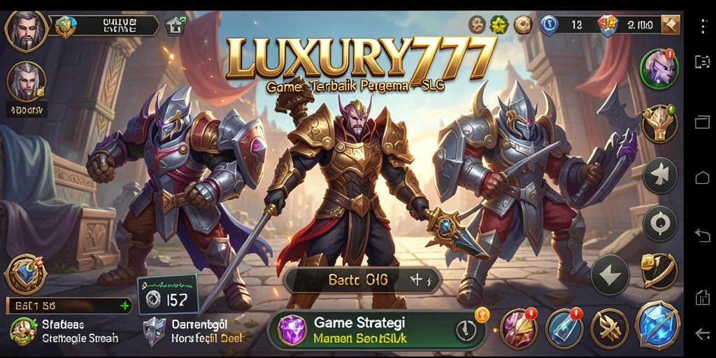 Screenshot LUXURY777 menampilkan grafik dan gameplay SLG yang menarik.