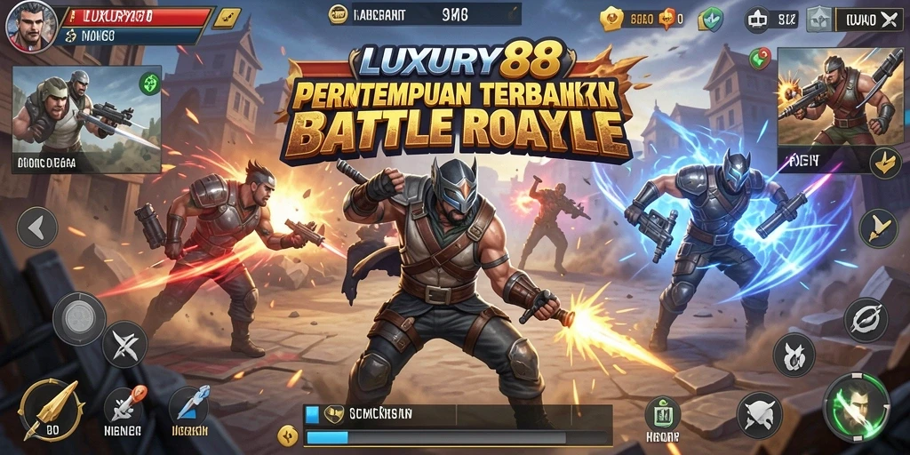 Tampilan gameplay seru dari LUXURY88 dengan pertarungan intens Battle Royale.