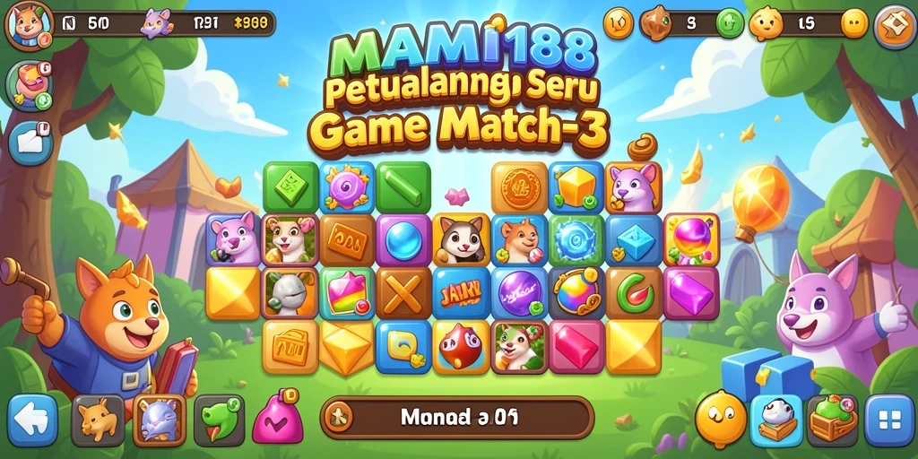 Tampilan gameplay seru di MAMI188 dengan level Match-3 yang menantang.