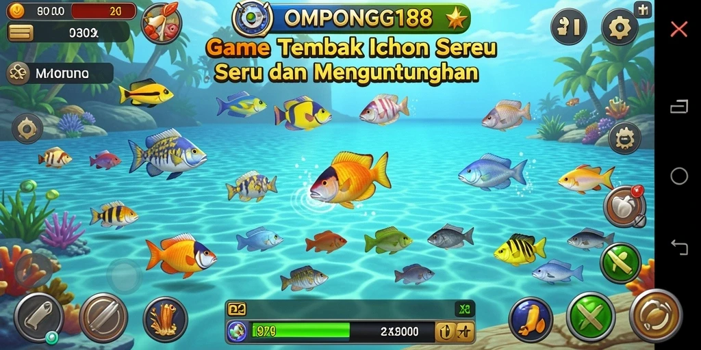Tampilan menarik dari gameplay OMPONG188 saat berburu ikan.