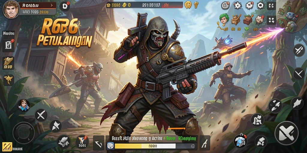 Tangkapan layar gameplay R6R6 menampilkan pertarungan epik dan karakter yang dinamis.