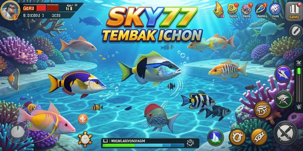 Tampilan gameplay seru dalam permainan Tembak Ikan SKY77.
