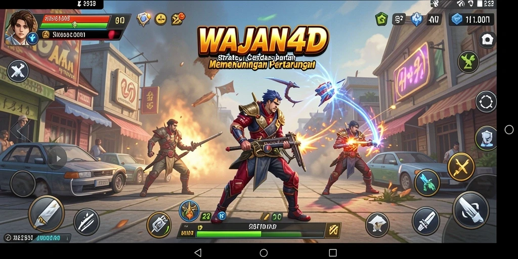 Screenshot gameplay WAJAN4D menampilkan aksi strategi yang intens.