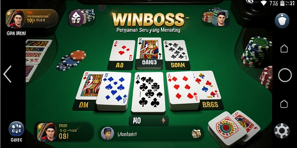 Screenshot gameplay WINBOSS yang menampilkan suasana permainan Gaple yang seru.