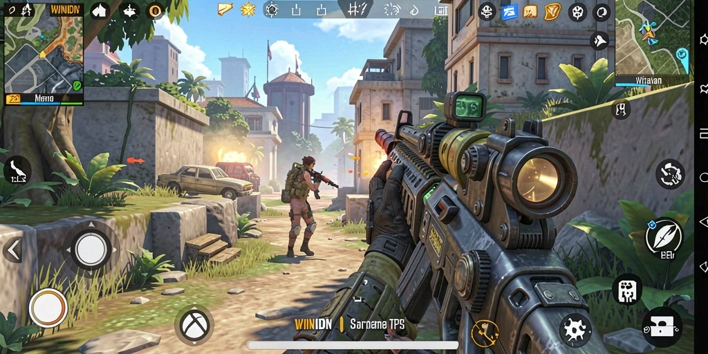 Tampilan gameplay seru dalam WINIDN yang memukau dengan aksi TPS.
